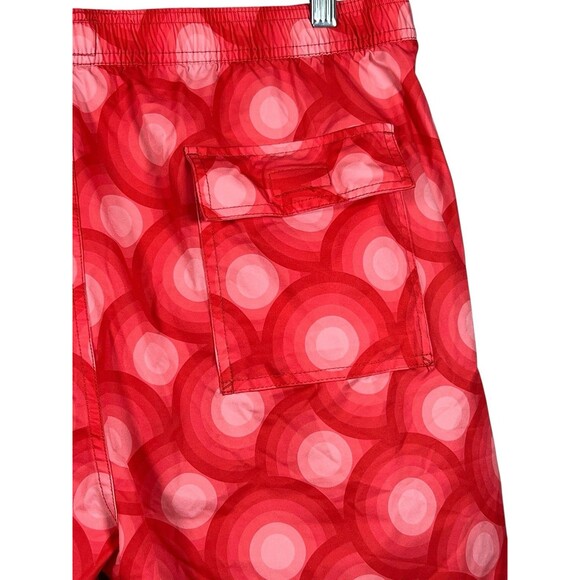 Psycho Bunny Mens XL Swim Trunks Red Geometric Print Lined Board Shorts Beach - Picture 10 of 13